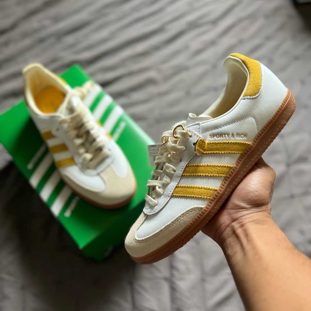 Sporty & Rich adidas Samba OG White Bold Gold Size 4.5M